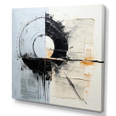 «Geometric Grey and White Moon Eclipse», reproduction sur toile