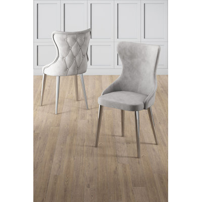 Stylish 6-Piece Chair Set, Grey & Chrome | 100% Metal Frame, Plywood Back, Babyface Fabric | Dimensions: 17.7 x 35.8 x 18.1 inches | Comfortable 18.5-inch Seat Height, 22 DNS Foam Back & 28 DNS Foam Seat | Perfect for Modern Hotels & Home Décor