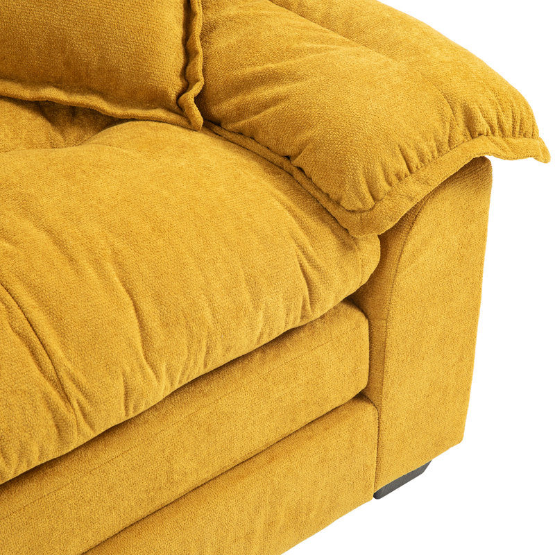 Causeuse confortable en chenille avec mousse à mémoire de forme et deux coussins décoratifs pour se détendre dans le salon, un appartement ou un bureau