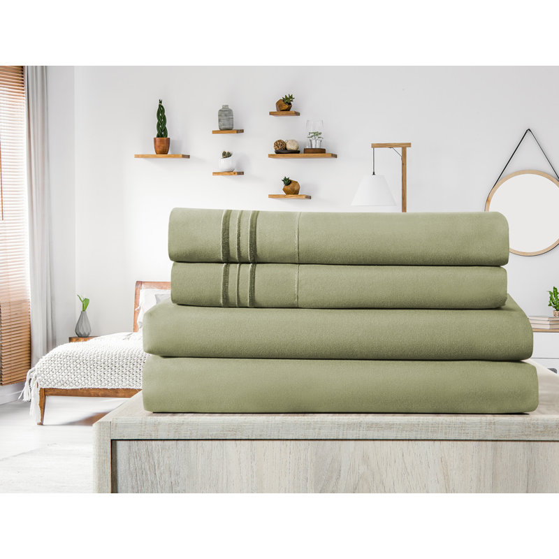 Ensemble de draps en micro-fibre, Ensemble de draps pour lit simple + drap-housse + , Vert