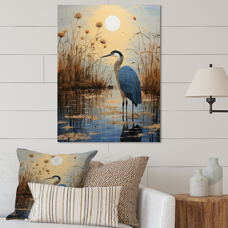 Décoration murale Heron Morning Stroll Pointillism III - Animaux, H 20 po x l 12 po x P 1 po