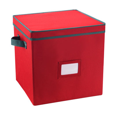 Storage Ornament Box - Holiday Organizer Cube with 64 Individual Compartments and Adjustable Dividers - For Christmas Decorations