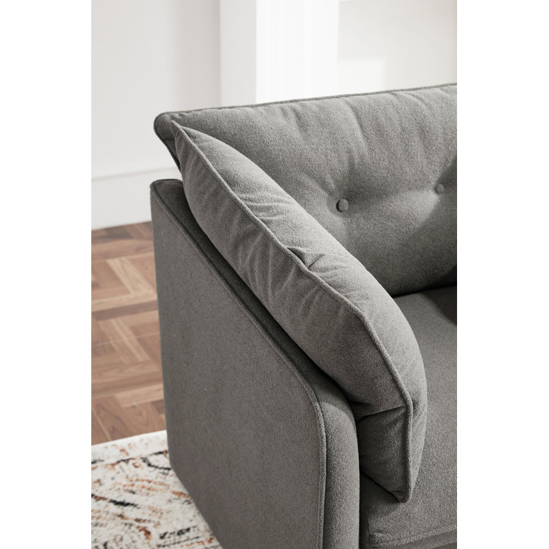 Fauteuil moderne surdimensionné en chenille, Gris chenille
