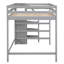 Lit mezzanine double avec garde-robe et escalier de rangement intégrés-965888993
