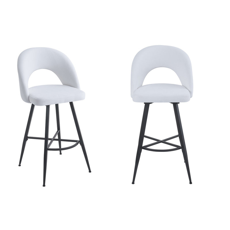 Swivel Upholstered Counter Stool with Metal Frame, Cream