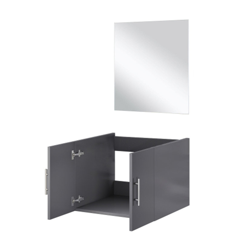 Meuble-lavabo simple.  et miroir, Gris foncé