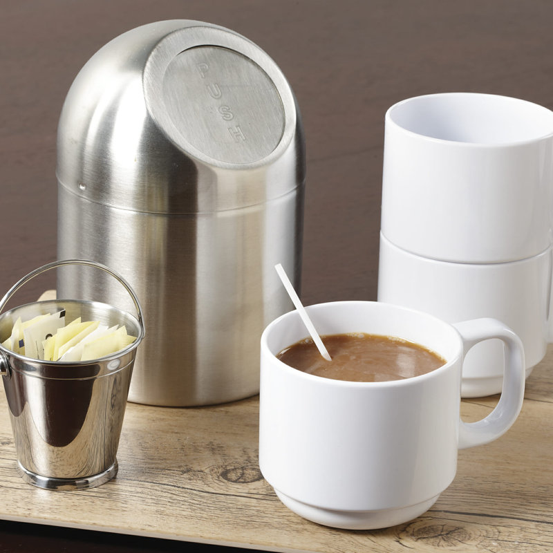 Petite tasse à café en plastique empilable GET, blanc (ensemble de 12), 8 oz