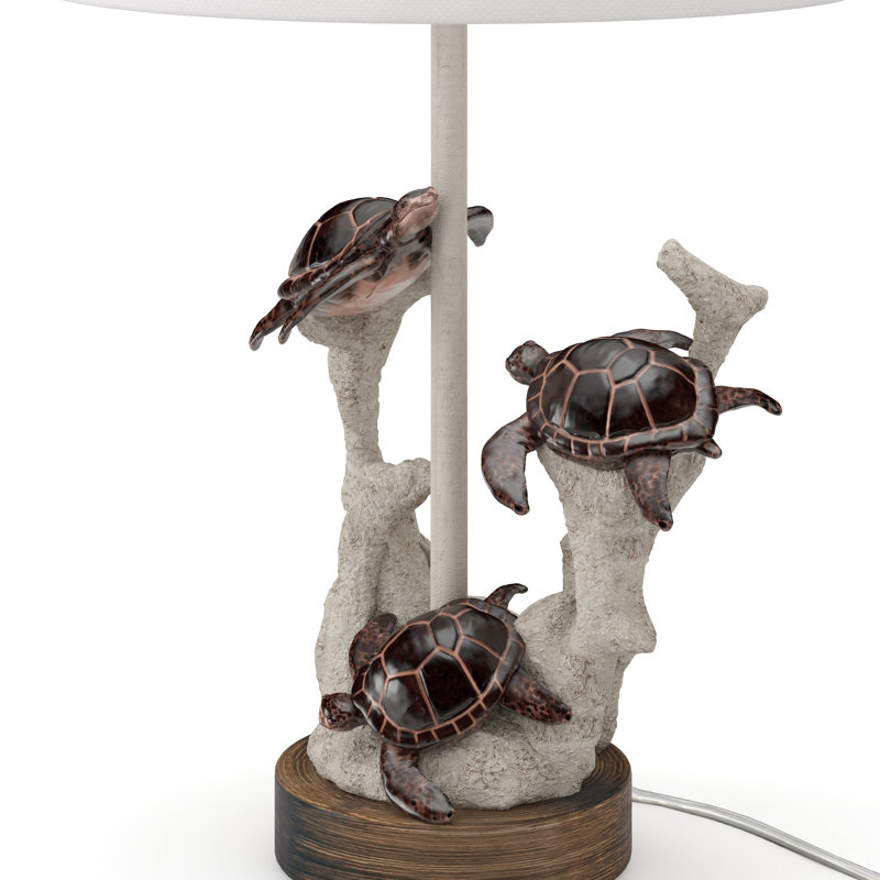 Turtles - 27" Table Tamp - Set of 2 - Natural, Brown Finish