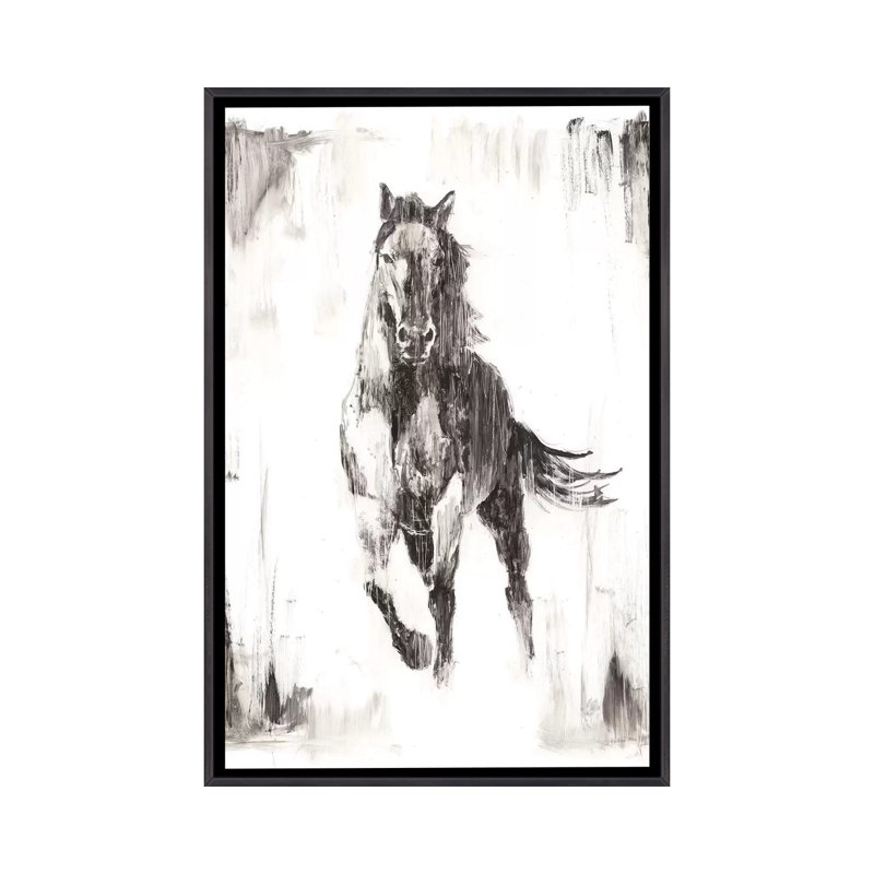 « Rustic Black Stallion II » par Ethan Harper, reproduction d’art sur toile, H 60 po x l 40po x P 1,5 po, Pas de tapis
