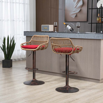 Swivel Bar Stools Set of 2 Adjustable Counter Height Chairs with Footrest for Kitchen, Dining Room