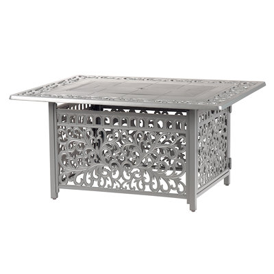 Table de foyer d'extérieur au propane en aluminium avec couvercle H 24,5 po x l 48 po Justina