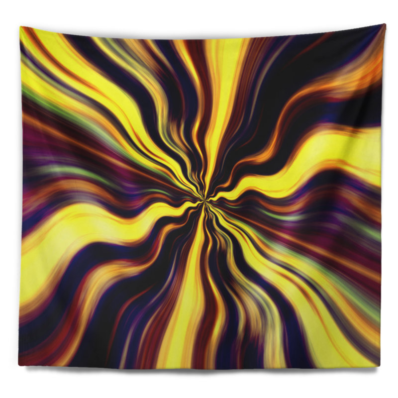 Tapisserie imaginaire jaune noir mauve Abstract, H 78 po x l 92 po
