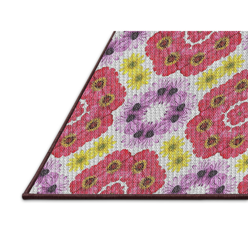 Tapis rose/mauve tissé à la machine, Rectangle 5 pi x 8 pi