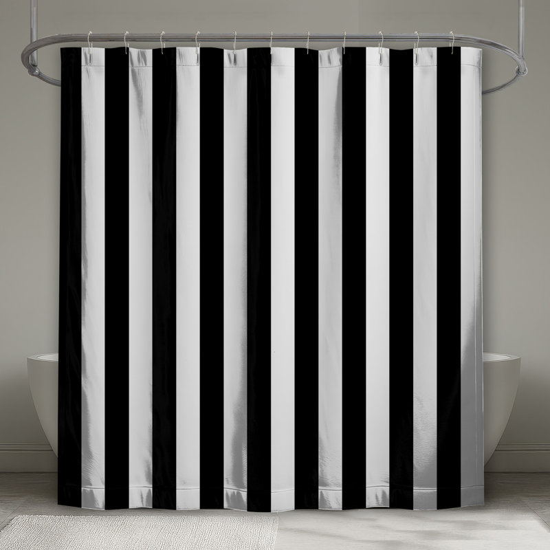 Black White Stripes Shower Curtains Extra Long, L 70 po x H 84 po