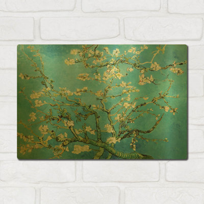 «Almond Blossoms» par Vincent Van Gogh, art mural en métal doré, 16 po x 12 po