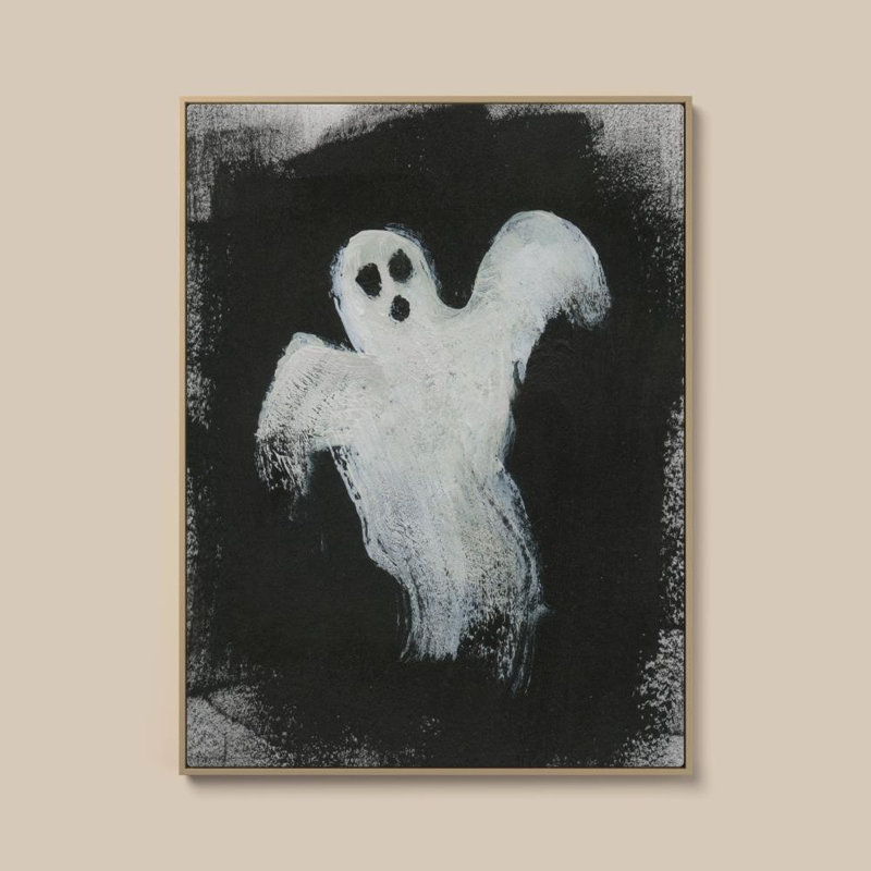 Ghost I par Nan - Graphisme sur toile, 48" H x 36" W, Cadre plat flottant, Bouleau