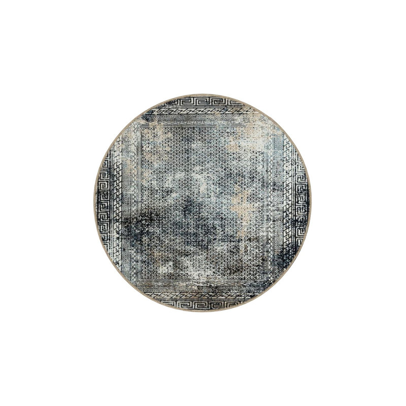Bordered Creative Pattern Decorative and Washable Area Rug, Square 3'3"