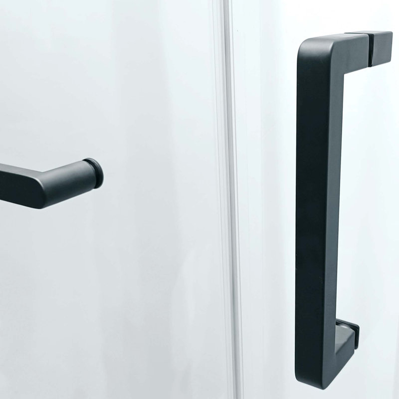 Porte de douche coulissante simple semi-cadre, acier inoxydable en nickel brossé, verre trempé transparent épais