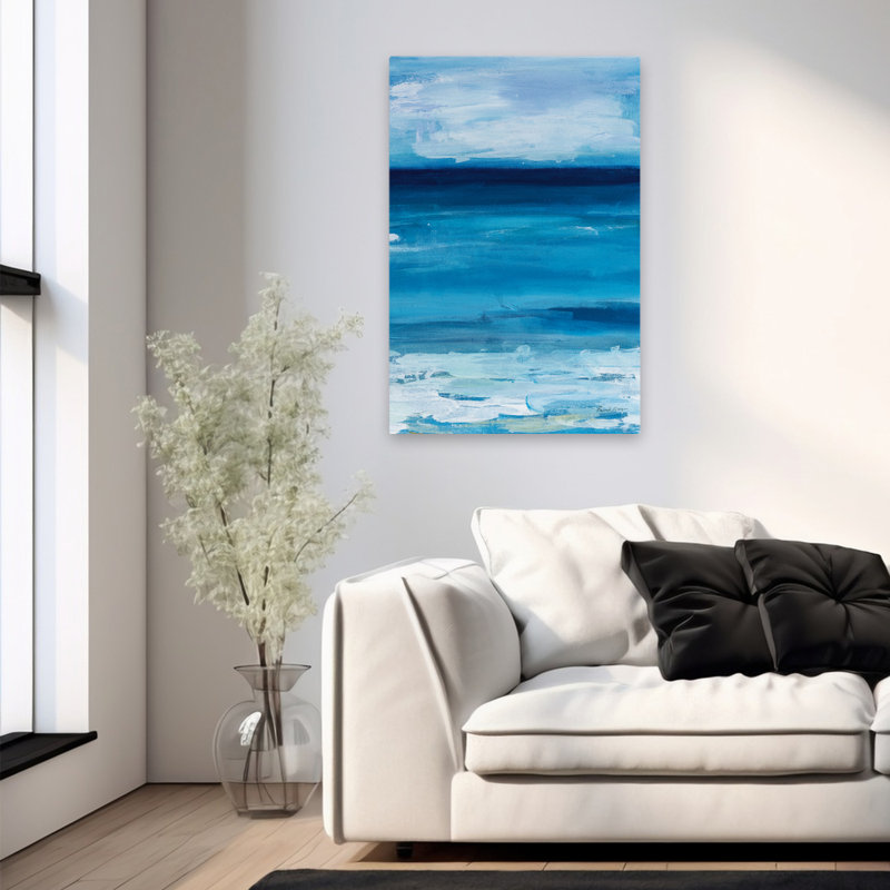 Ocean Life - Nuage bleu abstrait côtier, H 36 po x l 24 po