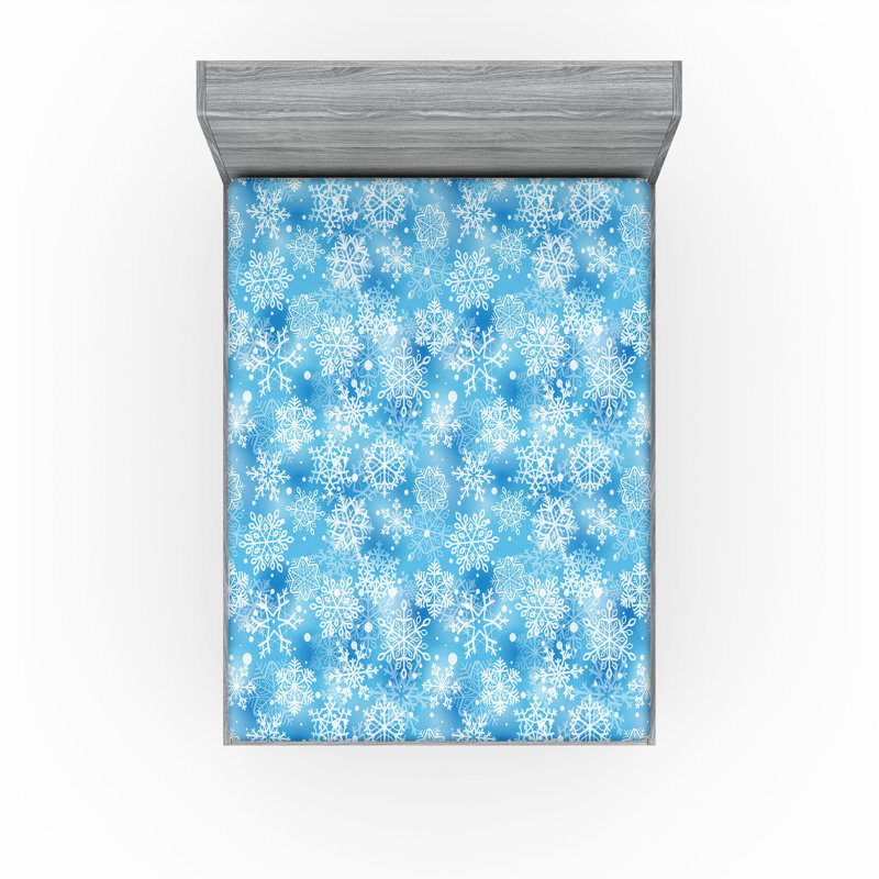 Drap-housse Ambesonne, paquet de 2, Bleu pâle / motif floral blanc 2, Drap-housse grand