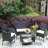 4 PC Rattan Patio Furniture Set Outdoor Patio Cushioned Seat Wicker Sofa