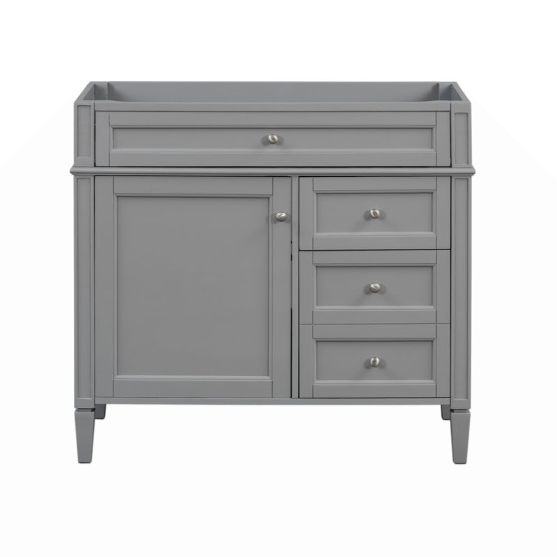 Meuble-lavabo de 36 po sans lavabo supérieur, armoire de rangement de salle de bain avec 2 tiroirs et un tiroir basculant,