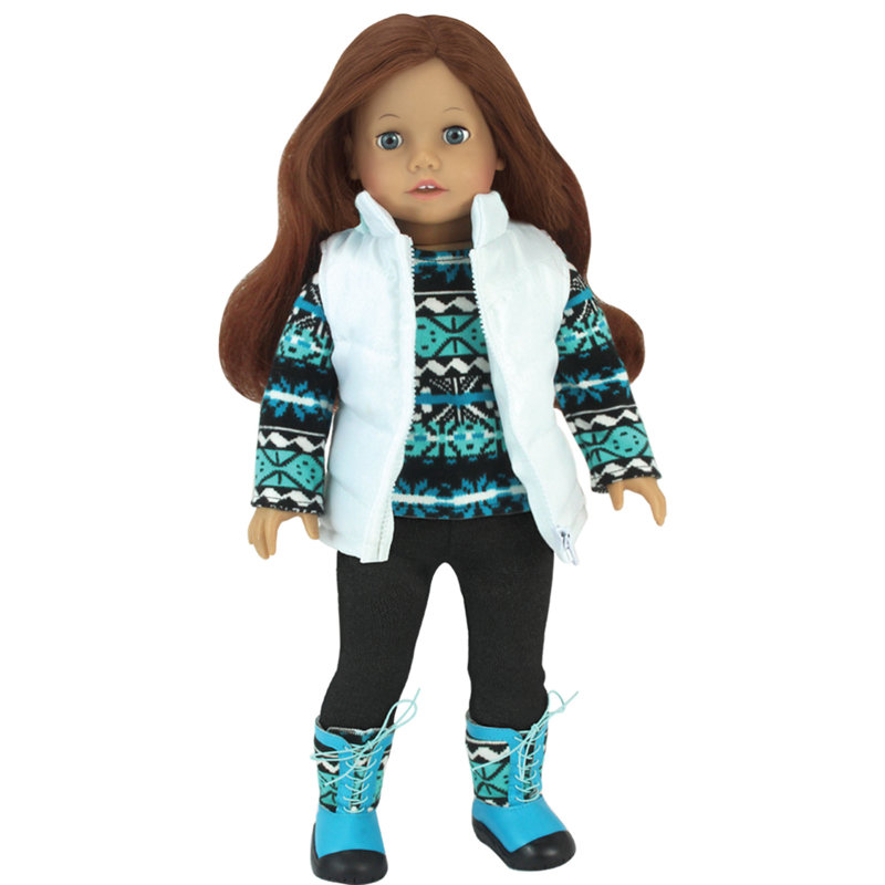 Doll Print Knit Sweater, Leggings, and Vest
