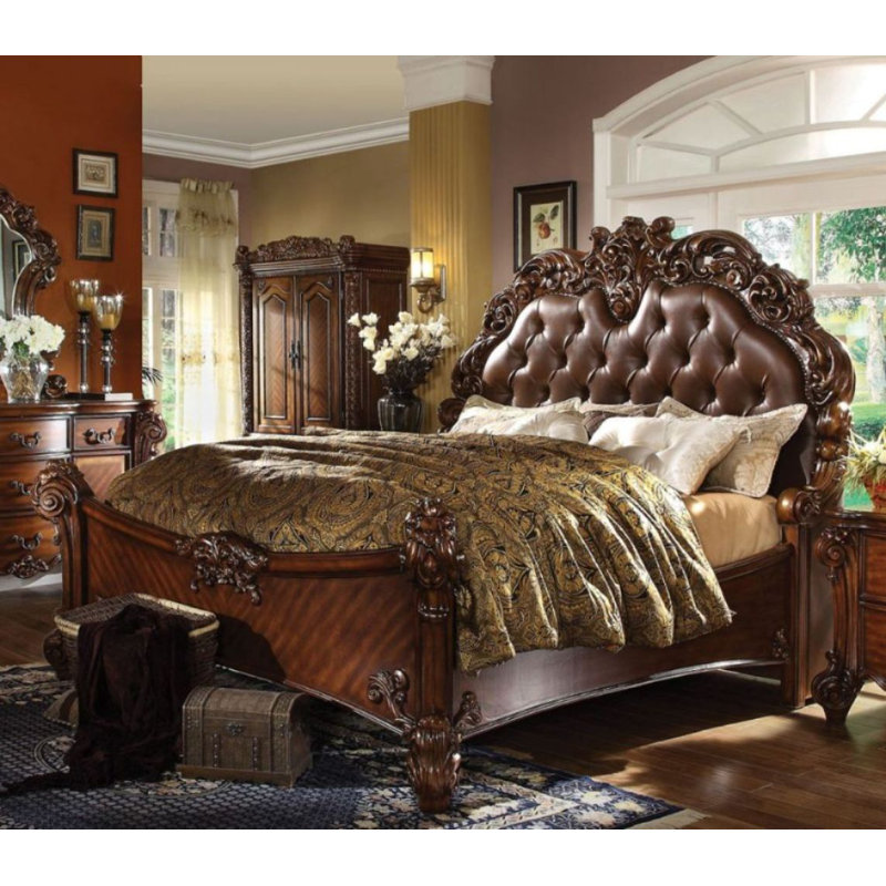 Vendome Vegan Leather Standard Bed, Cherry, Eastern King