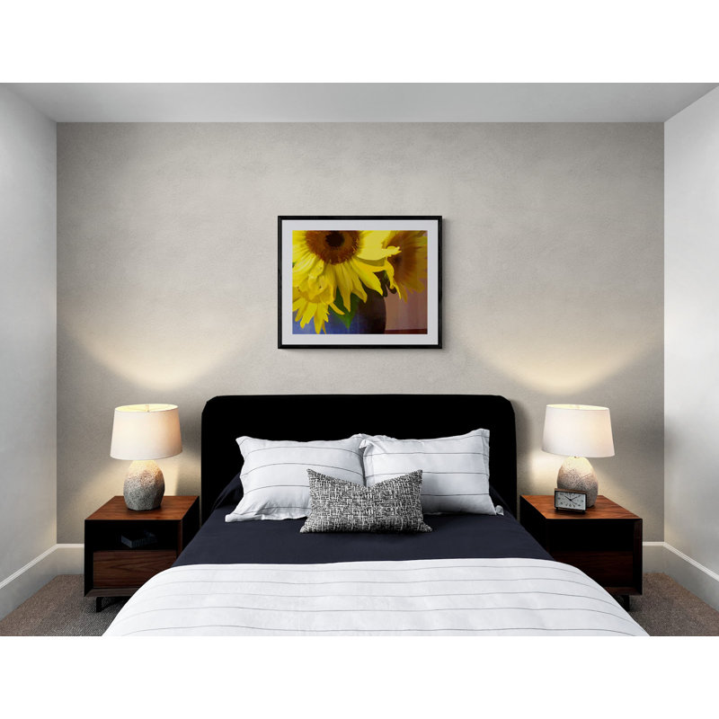 Sunflowers with Blue Vase Photographic Print, 24" H x 32" W, Wrapped Canvas