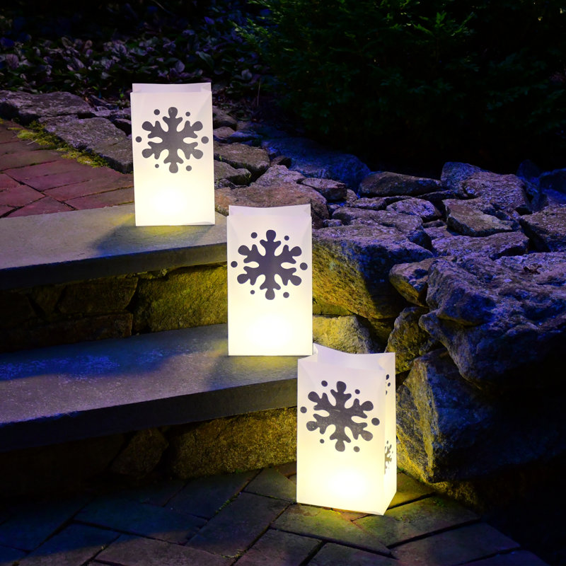 Battery Operated Luminaria Kit with Timer, Snowflake