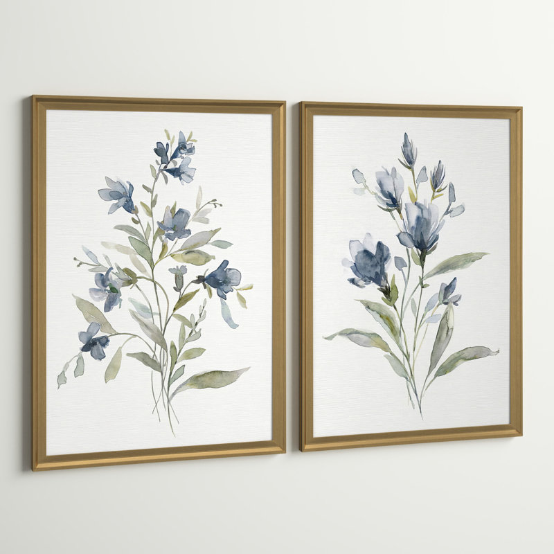 Linen Botanical III - ensemble de 2 reproductions d'art, Toile encadrée, H 18,5 po x l 24,5 po, Doré