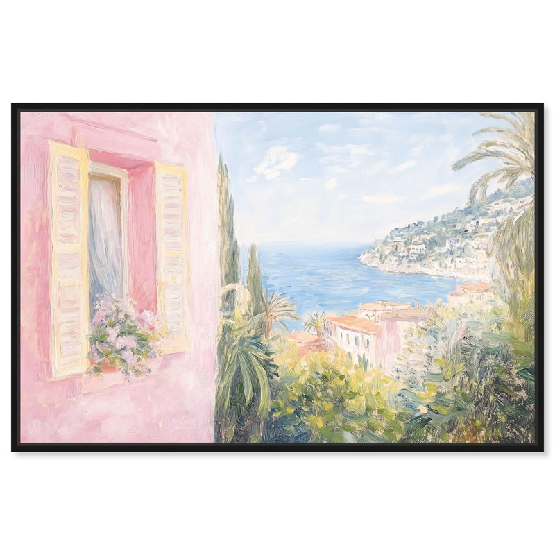Toile rose méditerranéen par Art Remedy, H 11 po x l 16 po, Noir, Cadre flottant