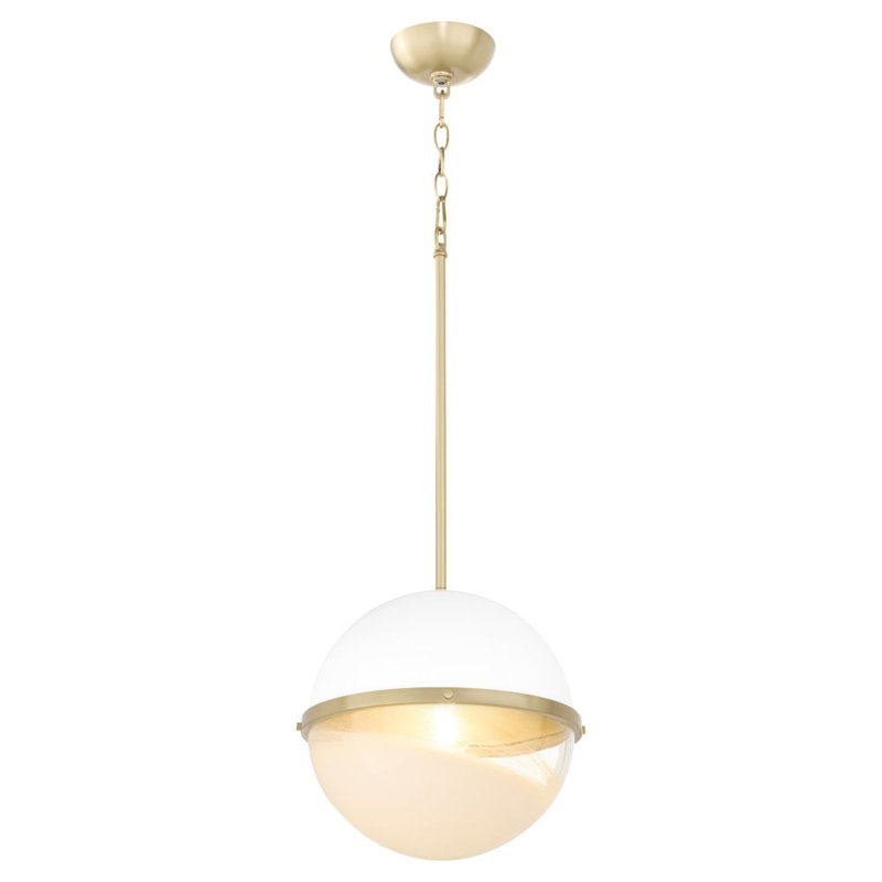 Luminaire suspendu 1 lumière Rafiul, 97" H x 12.75" W, White/Aged Brass