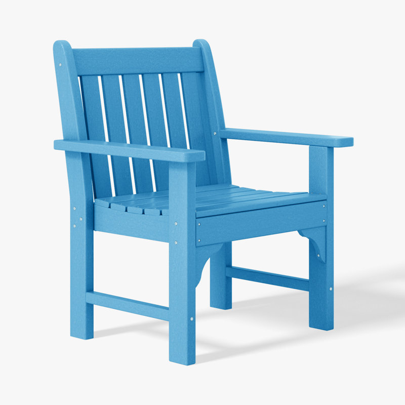 Chaise avec accoudoirs en PEHD Albric Garden, Bleu pacifique