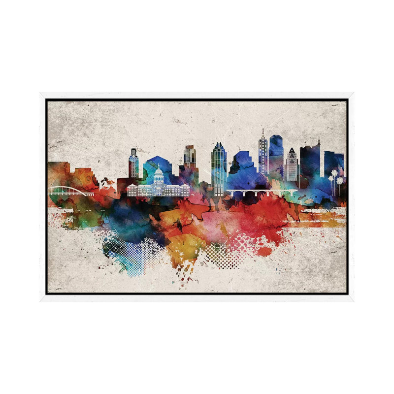 Austin Abstract - Print on Canvas, 101.6cm H x 152.4cm W x 3.81cm D, White Framed