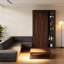 Porte vitrée 47,24 "de luxe rétro couleur noyer et vitrine, porte en verre trempé
