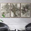 Ensemble de 3 pièces encadrées sur toile Suminagashi I à grain de bois-97946146-97946147