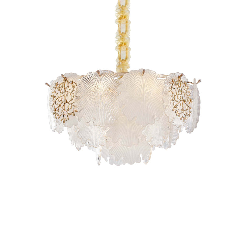 Almara 7-Light Frosted Glass Chandelier - Gold