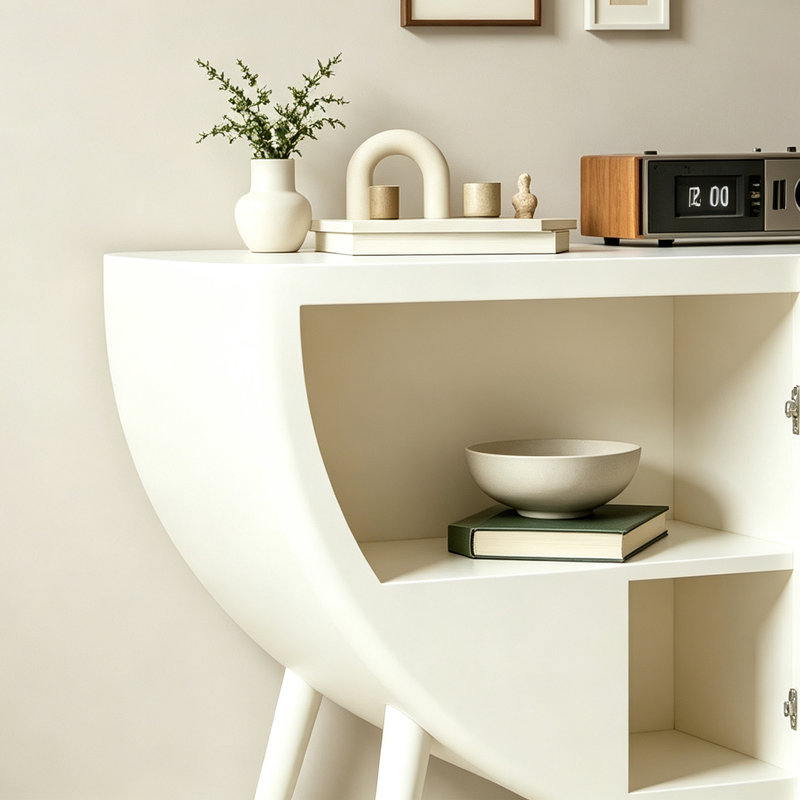 Modern Painted White Solid Wood Sideboard