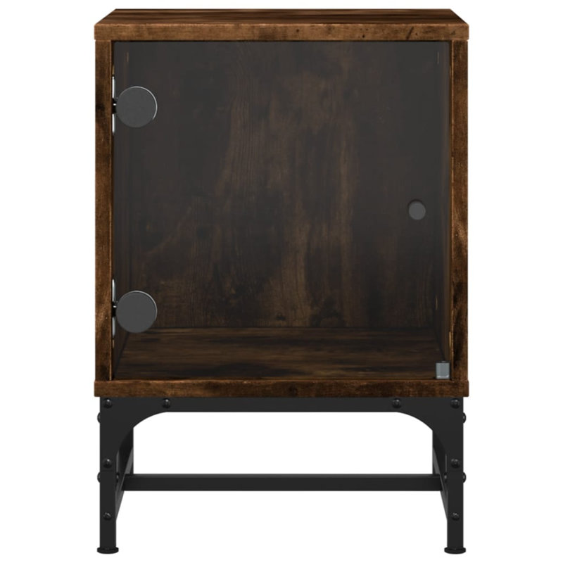 Genagra 35 cm W Steel Bedside Table, Smoke Oak, Set of 2