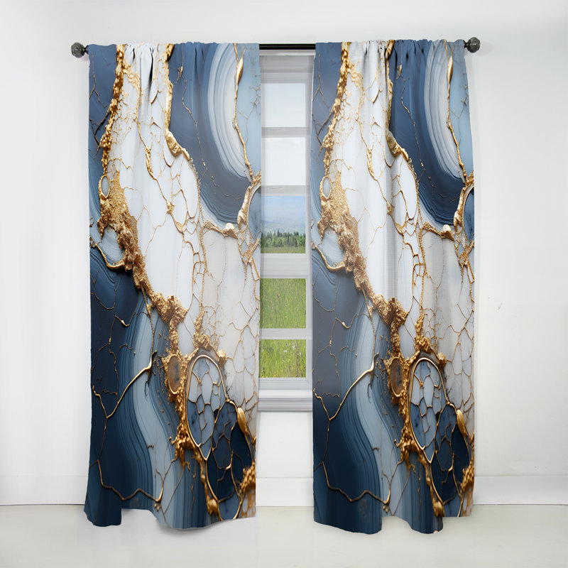 Gleanarm - art abstrait liquide et bleu III - rideau en velours moderne - obscurcissant - 1 panneau, L 52 po x L 90 po