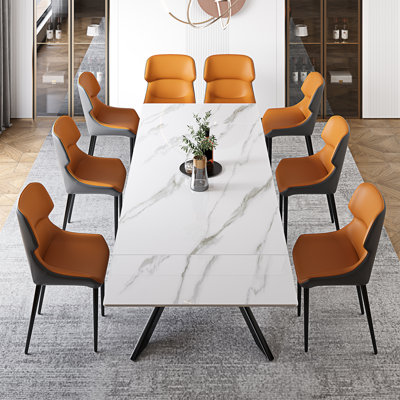 Ensemble de table de salle à manger 9 pièces Glam