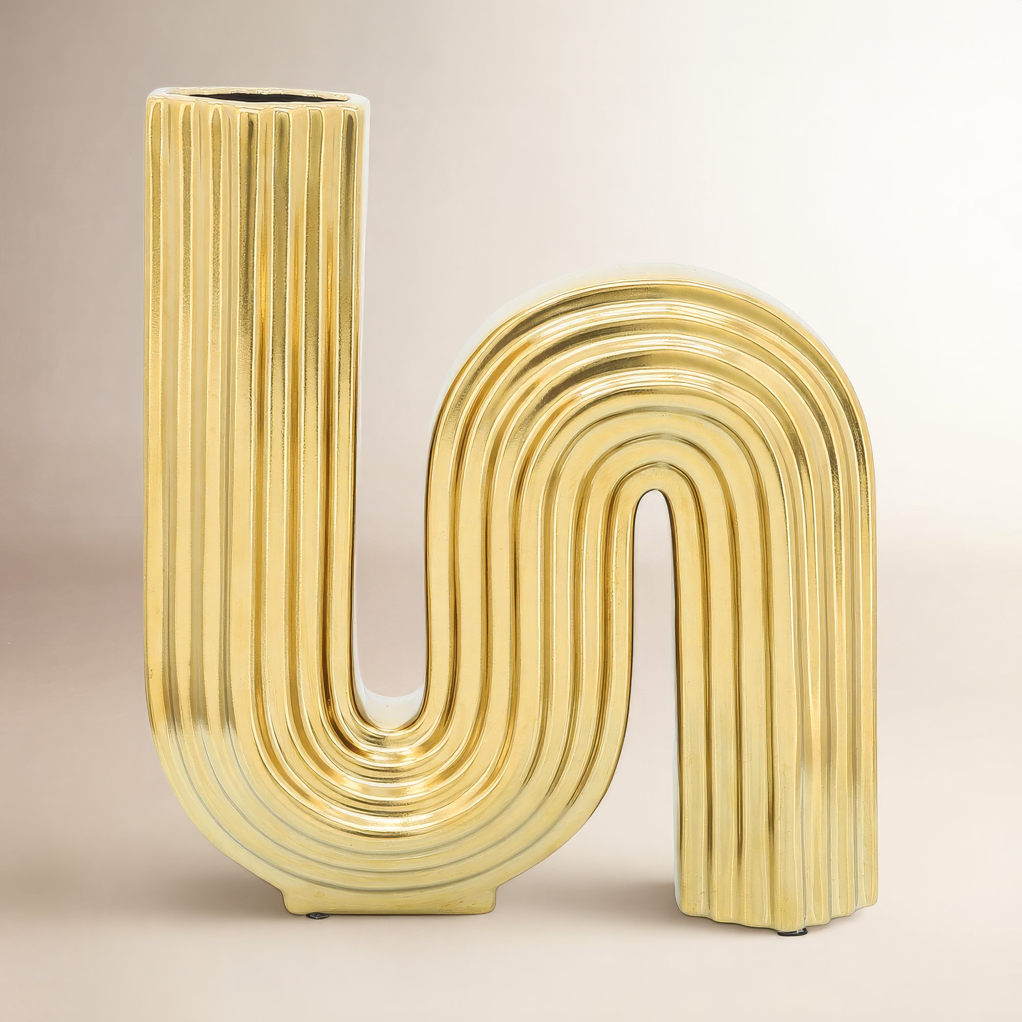 Sagebrook Home Hayons Ceramic Vase - Elegant Decor Accent for Home & Office, Gold