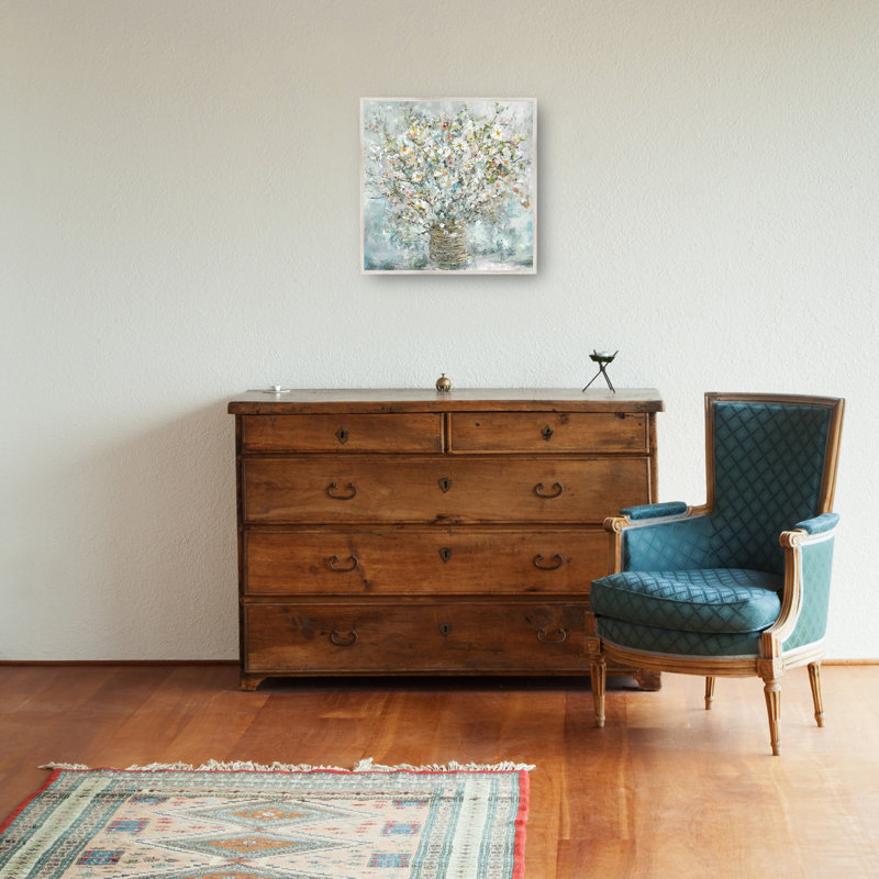 Large Floral Canvas Art Print with Barnwood Frame