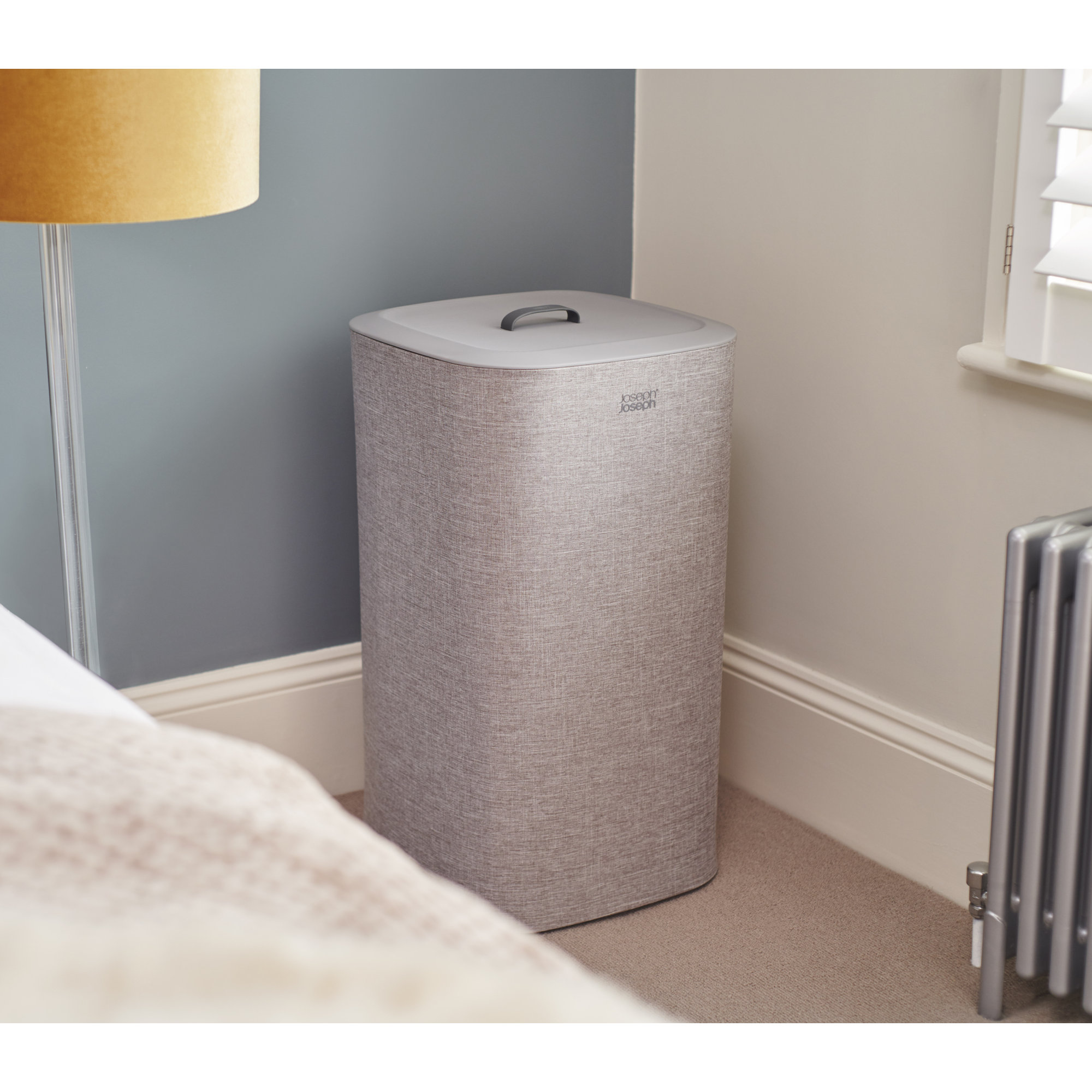 Joseph Joseph Tota Laundry Hamper Separation Basket with Lid, Gray, 60-Liter (15.75"  x 15.75" x 28")