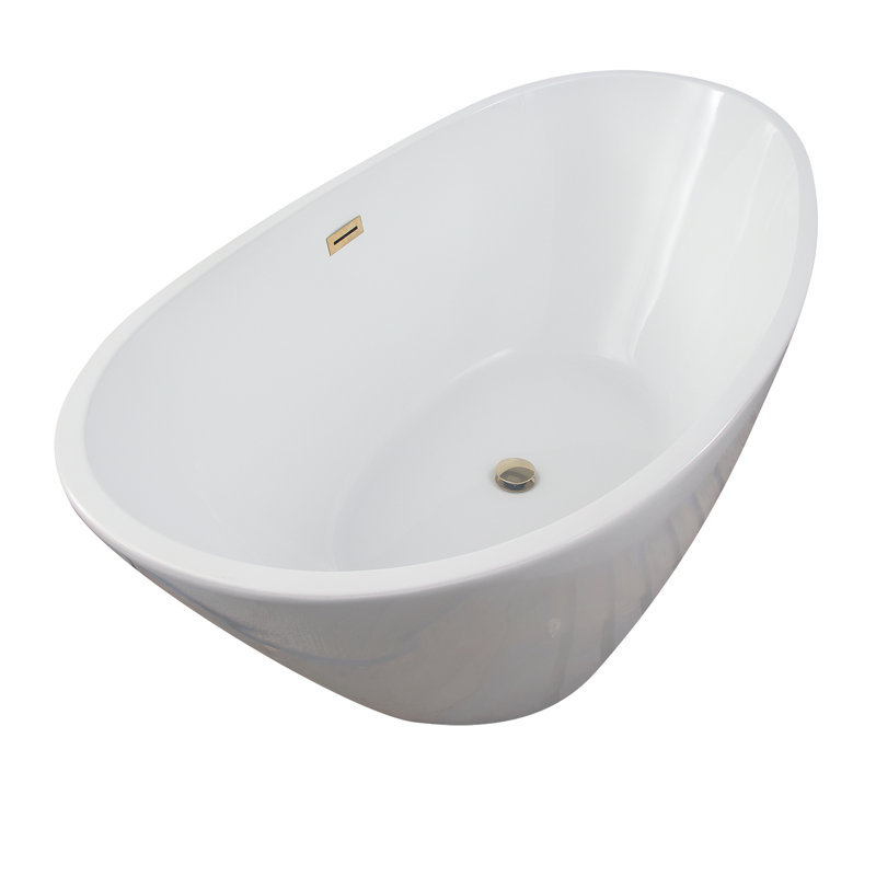 Newman 62'' x 30.5'' Soaking Acrylic Bathtub, Polished Brass
