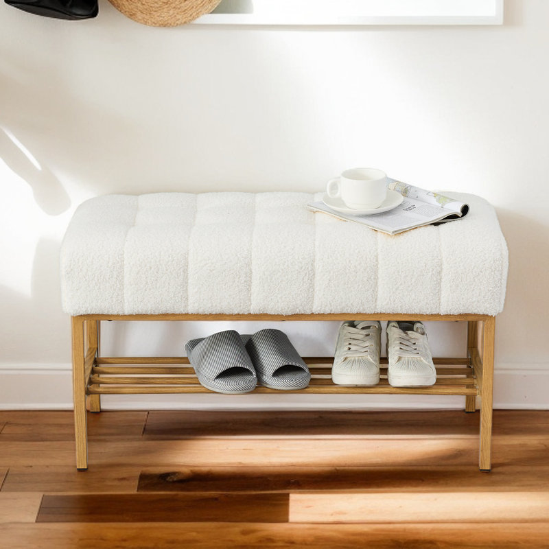 Guillaume Entryway Upholstered Storage Bench With Shelf