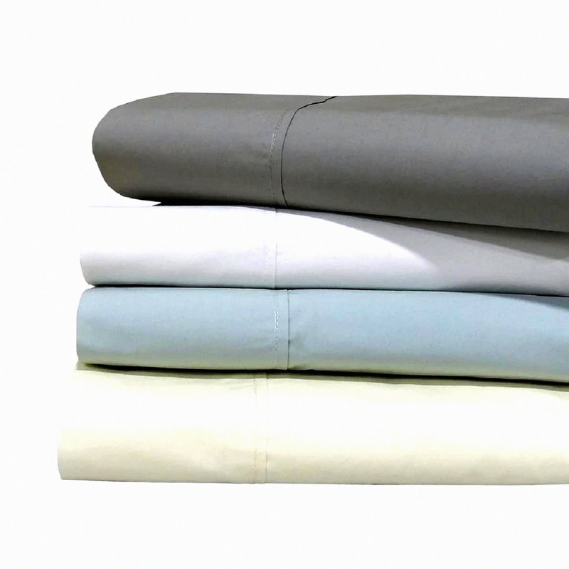 Sea Breeze Queen Flat Sheet - Oversized Cotton Percale Bedding - Solid Color - Breathable & Soft - Luxurious Bedroom Decor