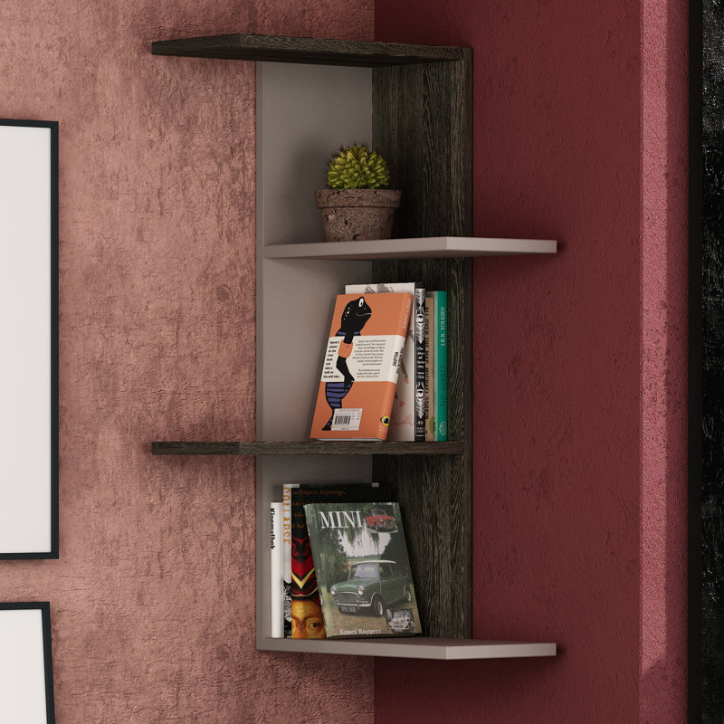 3 Piece Floating Shelf, Light Mocha/Dark Wenge