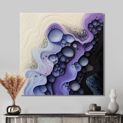 Rhythmic Drizzle Of Lavender Liquid Dreams III - Drip Painting Metal Wall Art